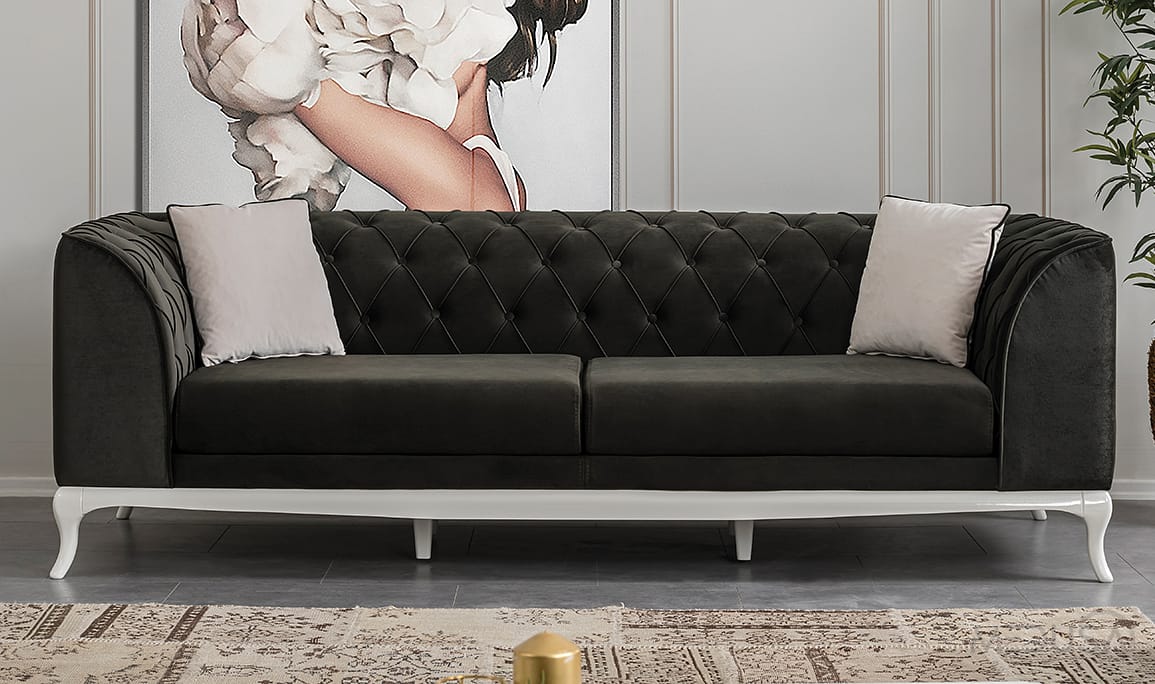 Art White Yeşil Üçlü Koltuk