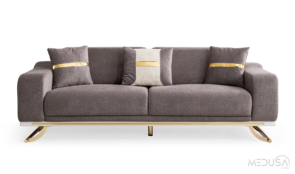 Bella Luxury Antrasit Üçlü Koltuk