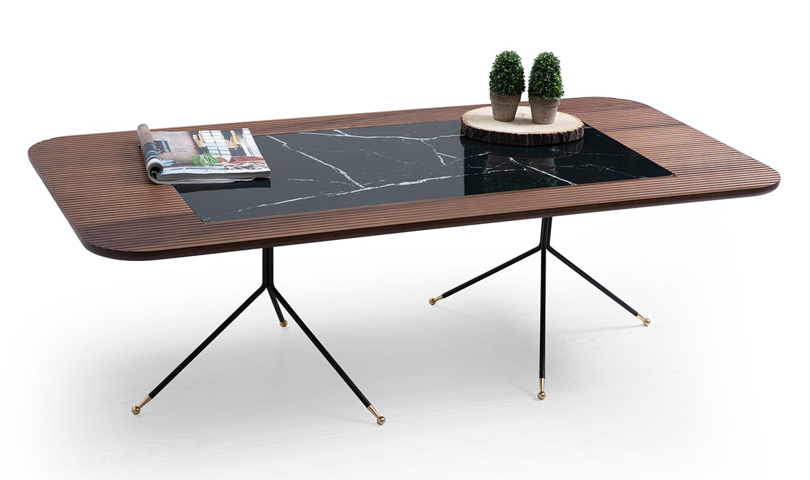 Diamond Walnut Black Orta Sehpa
