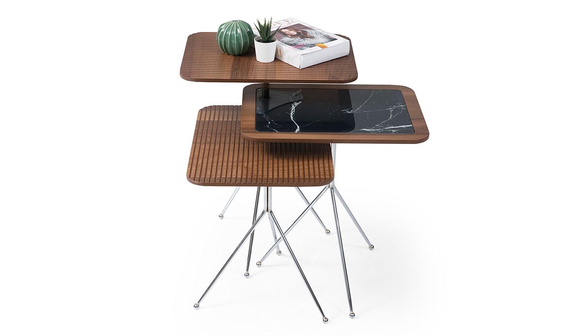 Diamond Walnut Black Zigon Sehpa