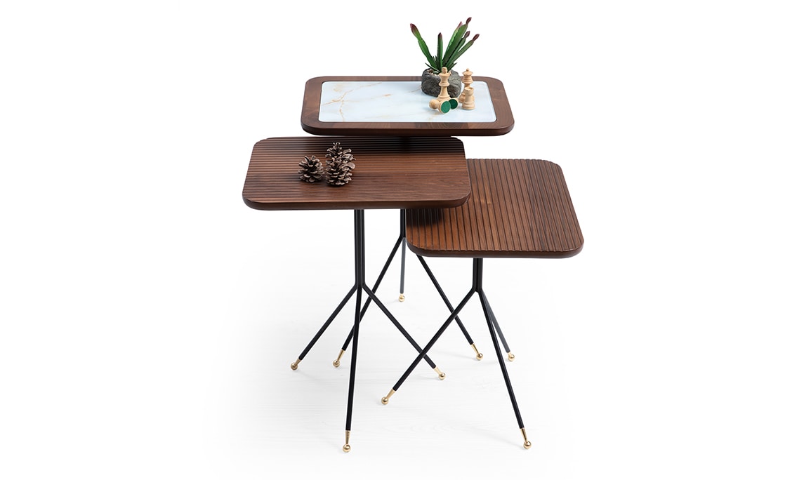 Diamond Walnut White Zigon Sehpa