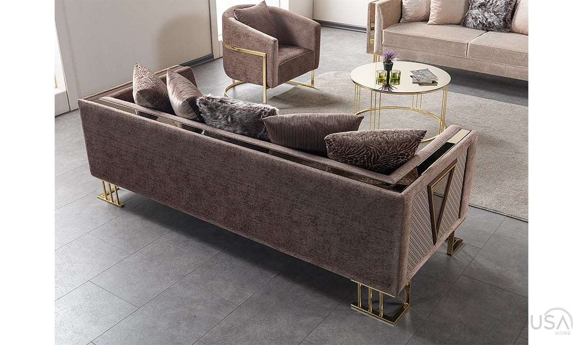 Bahar Luxury Kahve Üçlü Koltuk
