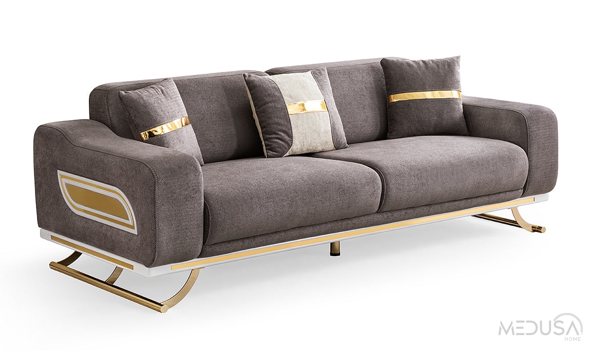 Bella Luxury Antrasit Üçlü Koltuk