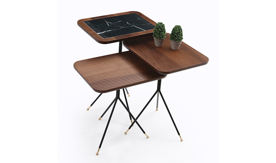 Diamond Walnut Black Zigon Sehpa