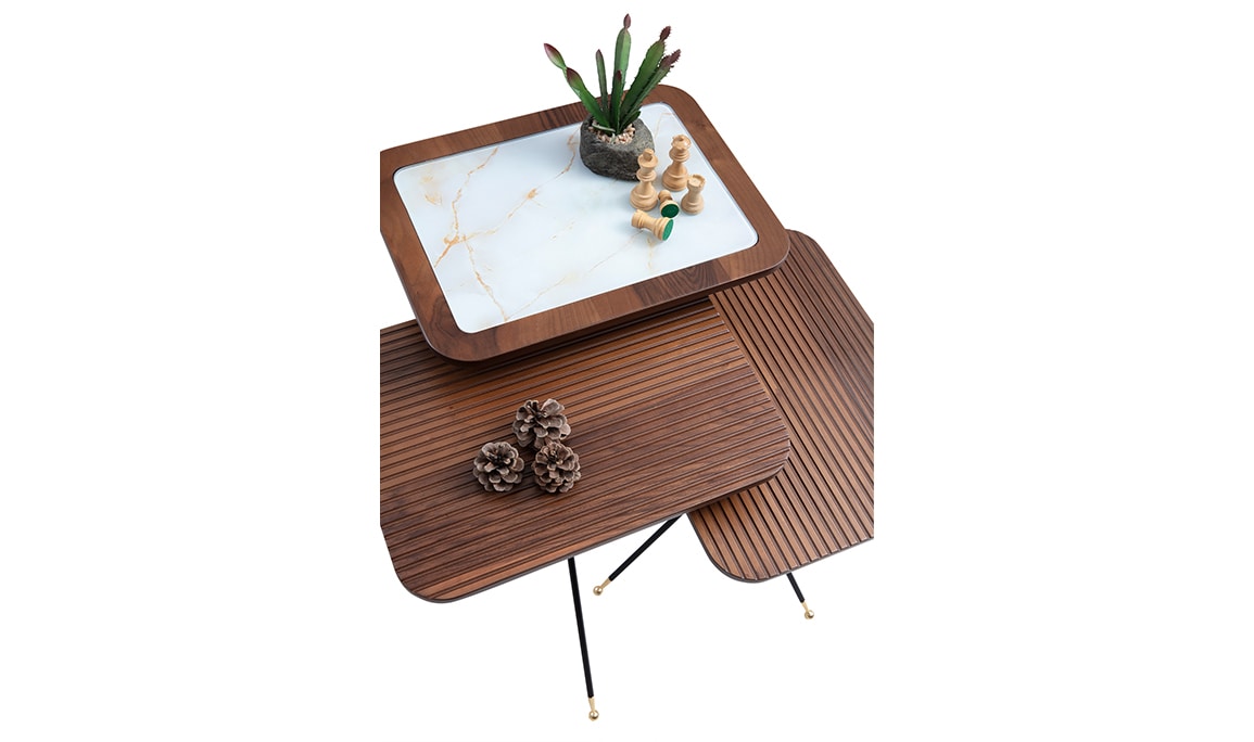 Diamond Walnut White Zigon Sehpa