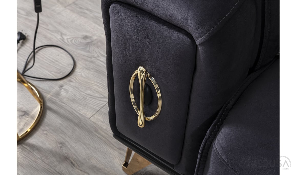 Elegance Luxury Antrasit Üçlü Koltuk
