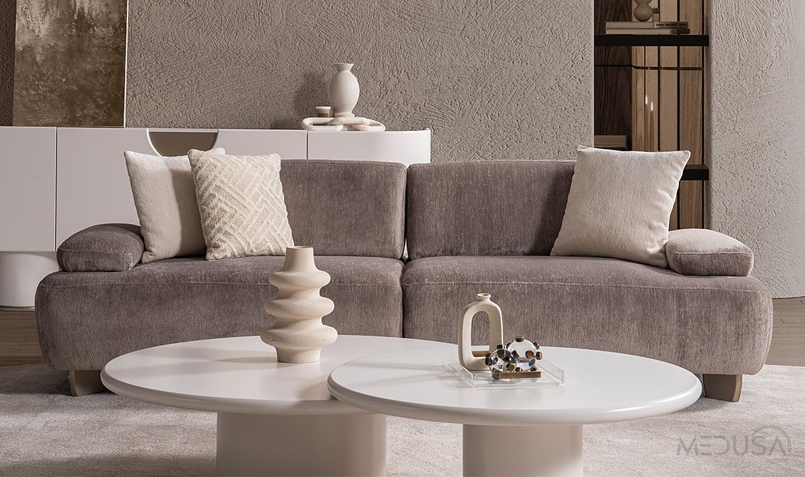 Glaze Kahve Üçlü Koltuk