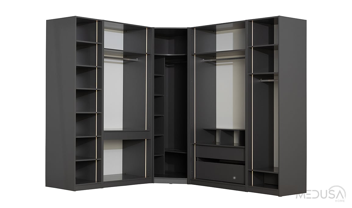 Infinity Black Köşe Gardırop