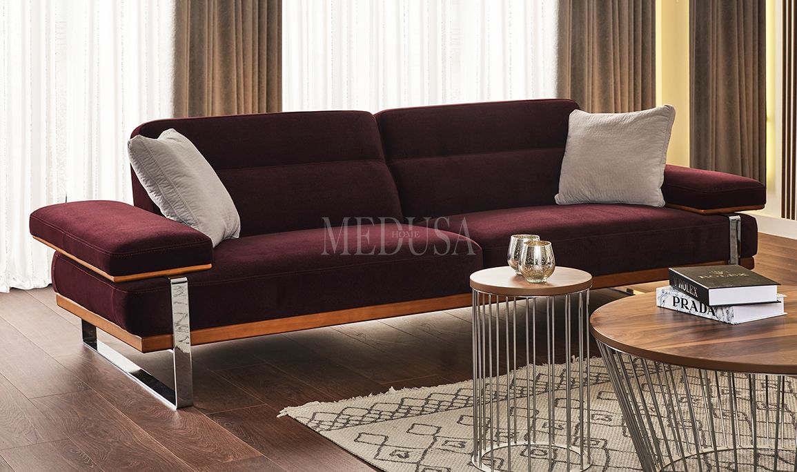 Lavina Modern Üçlü Koltuk Mürdüm