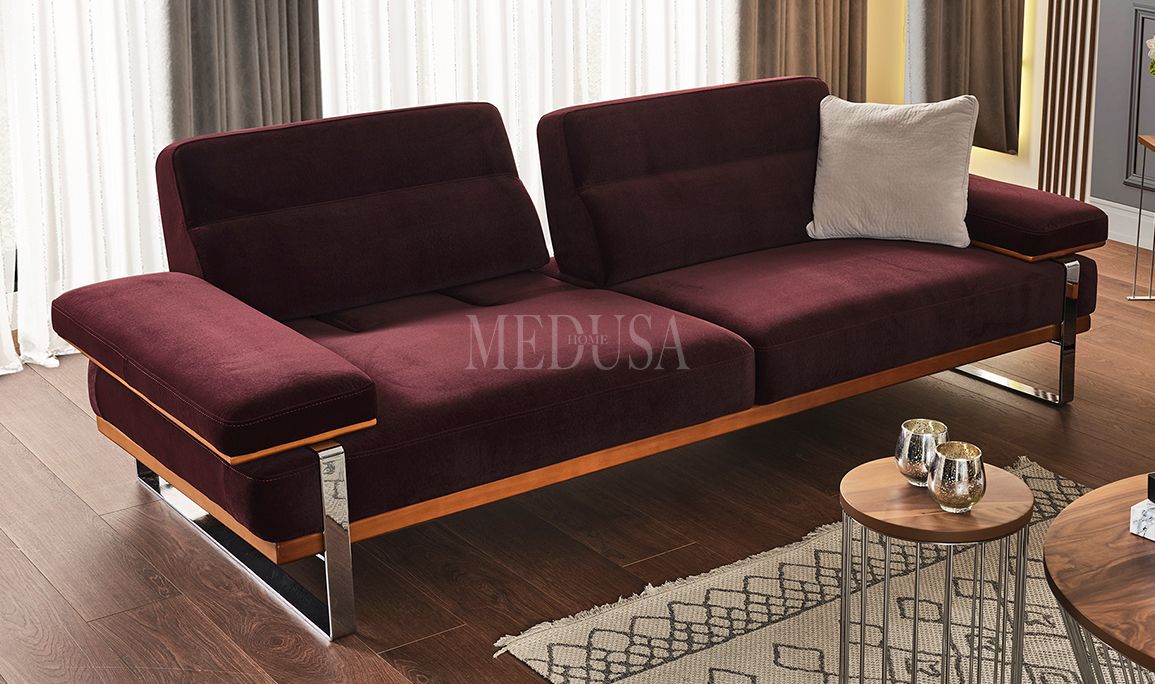 Lavina Modern Üçlü Koltuk Mürdüm