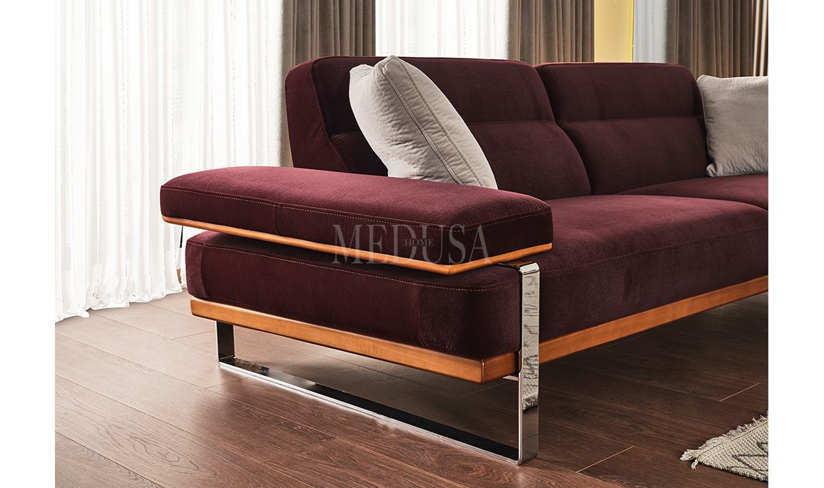 Lavina Modern Üçlü Koltuk Mürdüm