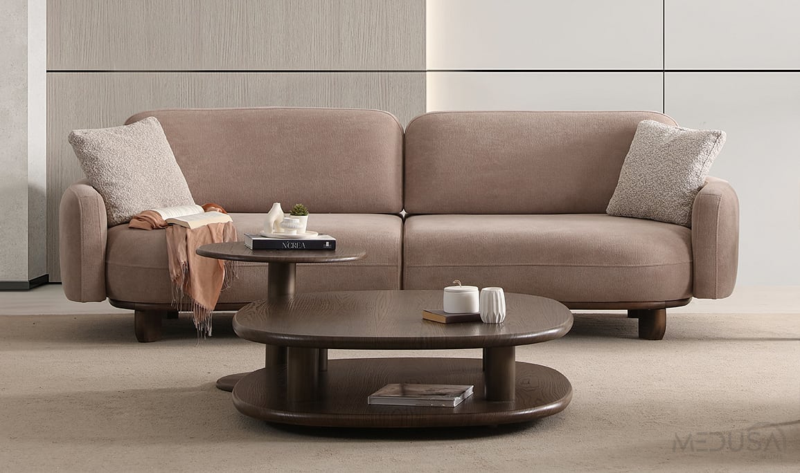 Lucca Dark Taupe Üçlü Koltuk