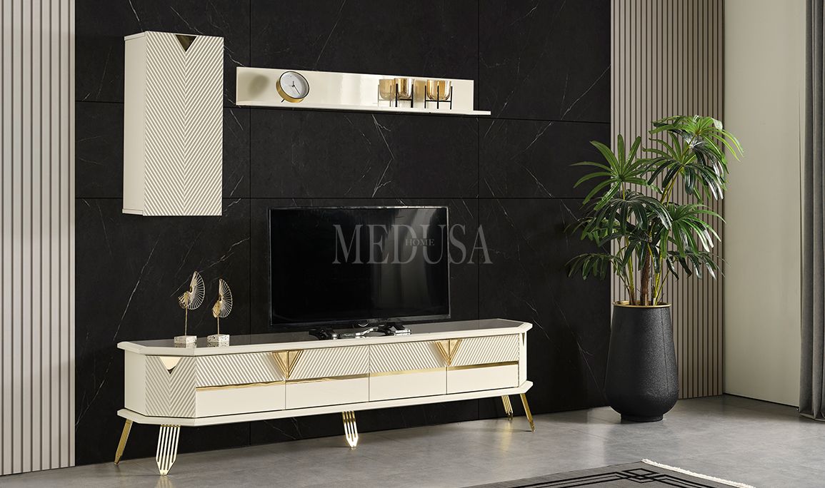 Max Beyaz-Gold Tv Ünitesi
