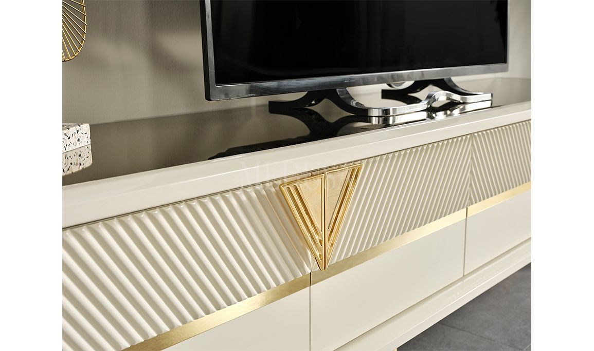 Max Beyaz-Gold Tv Ünitesi
