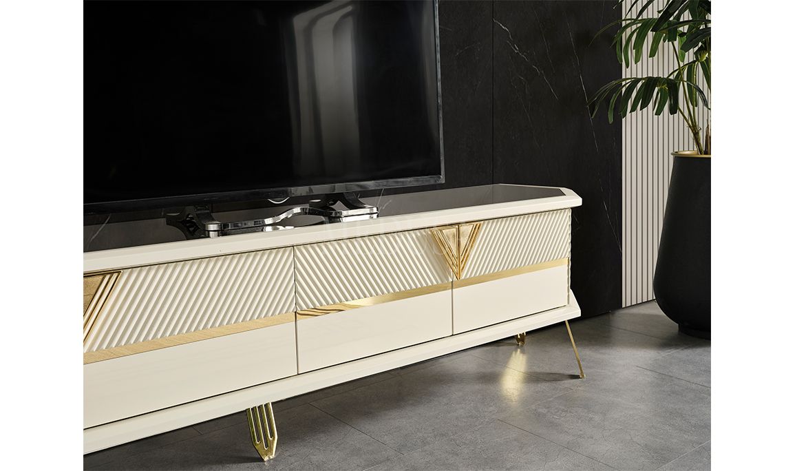 Max Beyaz-Gold Tv Ünitesi