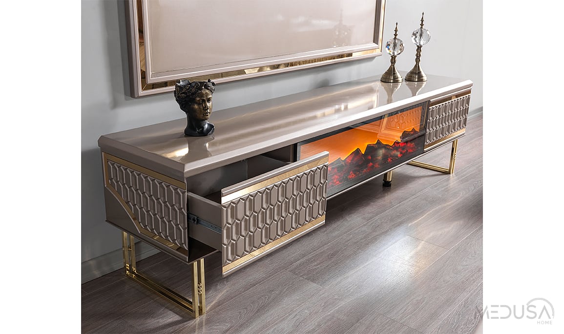 Milan Luxury Şömineli Tv Ünitesi