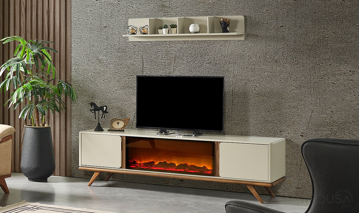 Palda Şömineli Tv Ünitesi