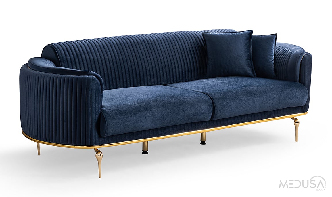 Prestij Luxury Lacivert Üçlü Koltuk
