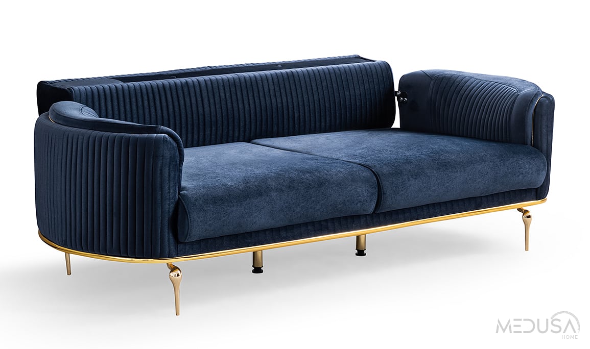 Prestij Luxury Lacivert Üçlü Koltuk