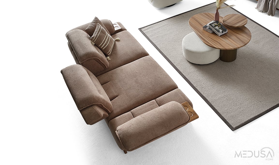 Safir Taupe Üçlü Koltuk