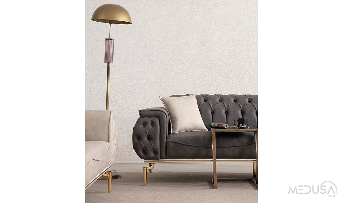 Silea Luxury Antrasit Üçlü Koltuk