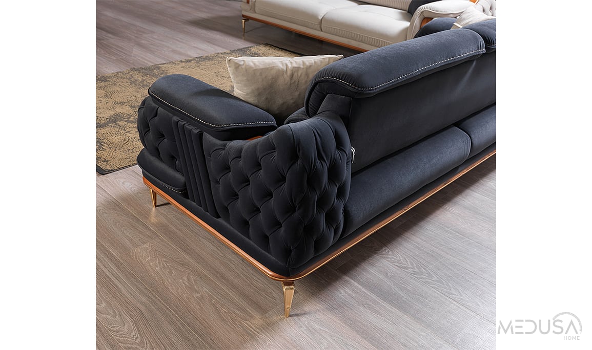 Star Luxury Lacivert Üçlü Koltuk