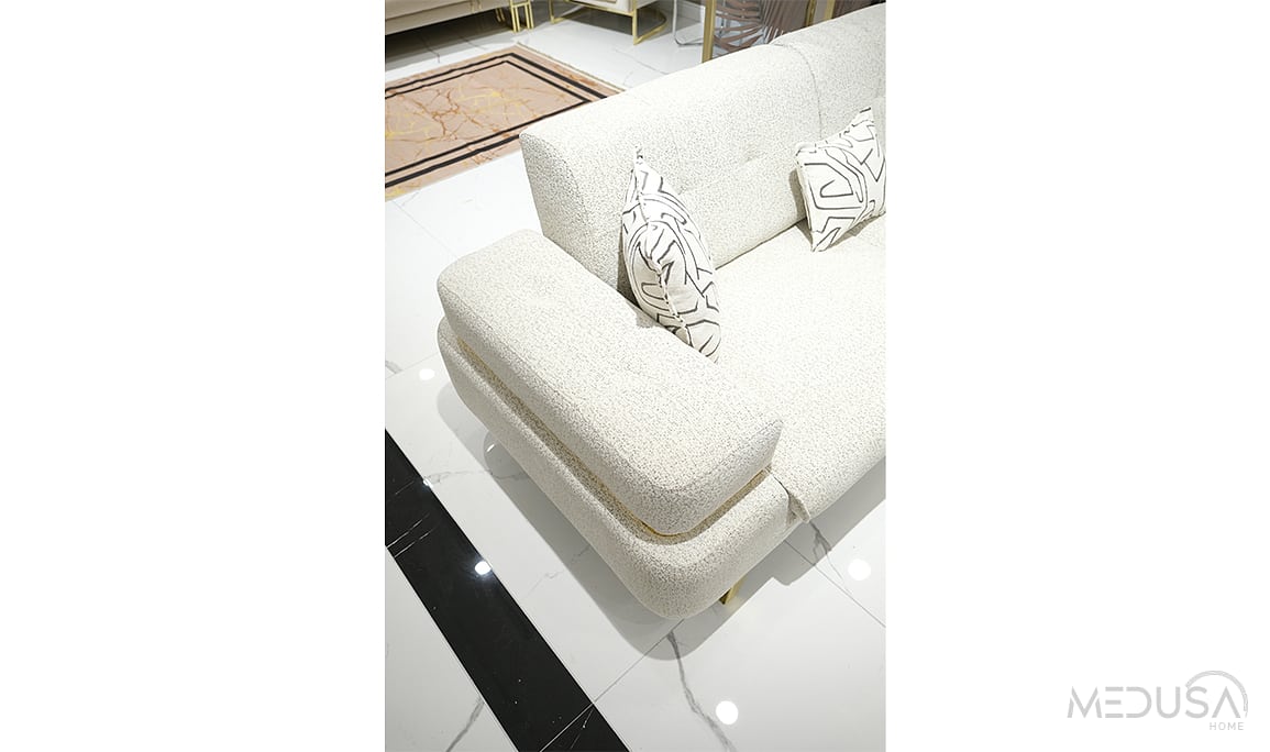 Trend Luxury Beyaz Üçlü Koltuk