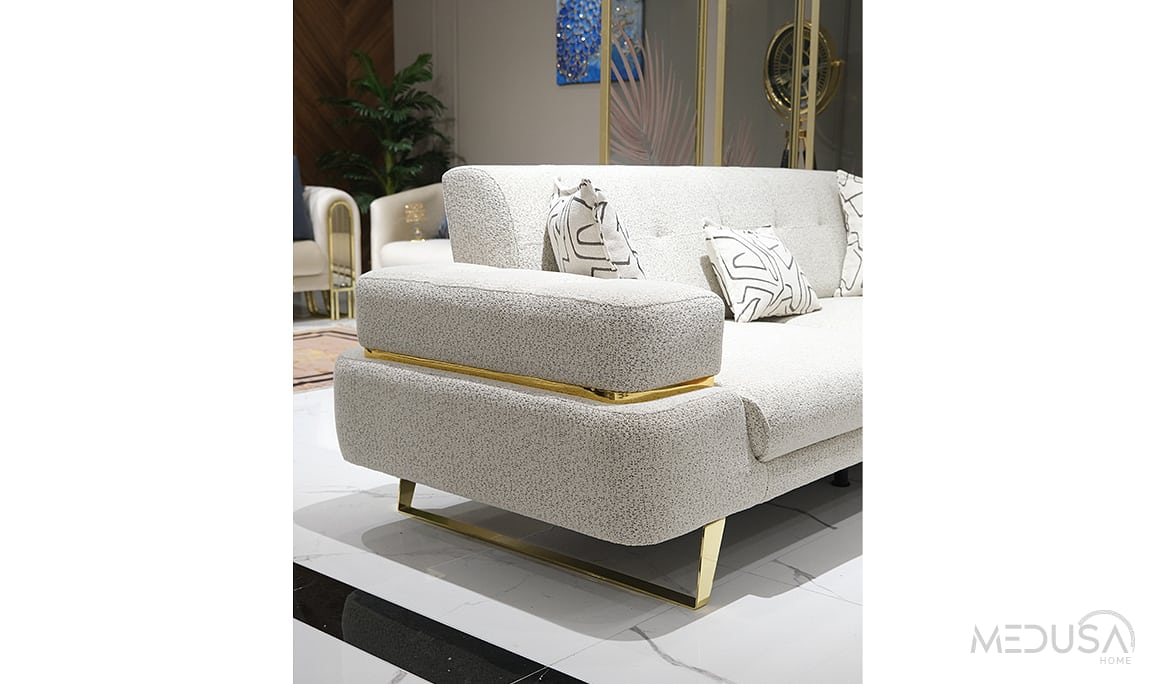 Trend Luxury Beyaz Üçlü Koltuk