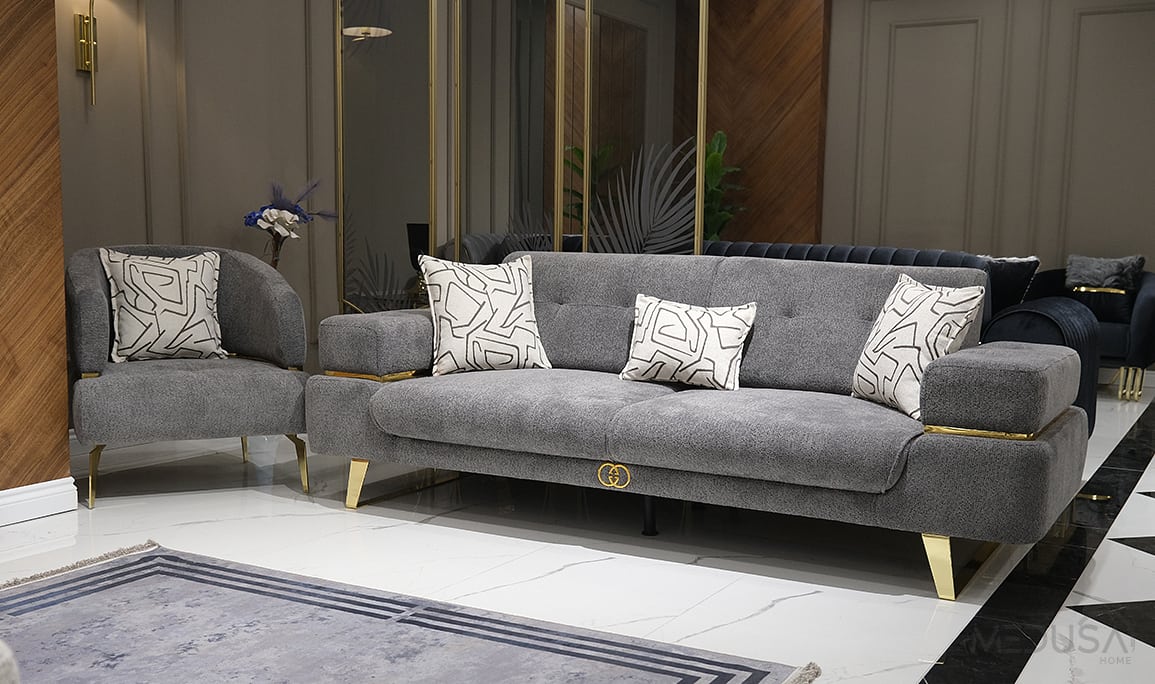 Trend Luxury Füme Üçlü Koltuk