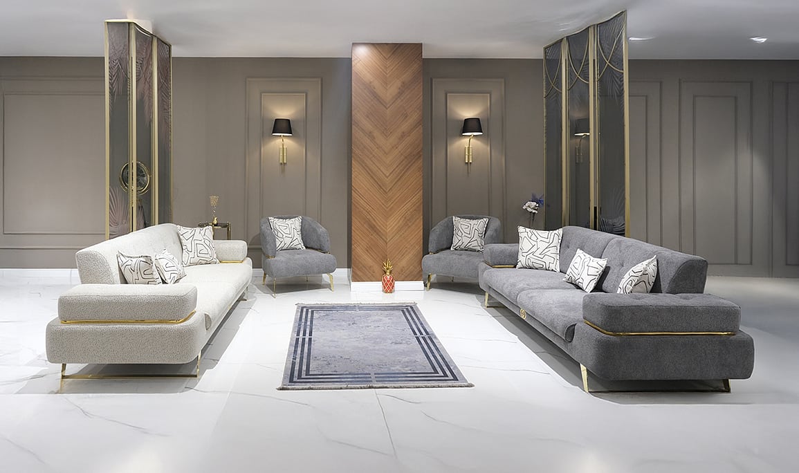 Trend Luxury Füme Üçlü Koltuk