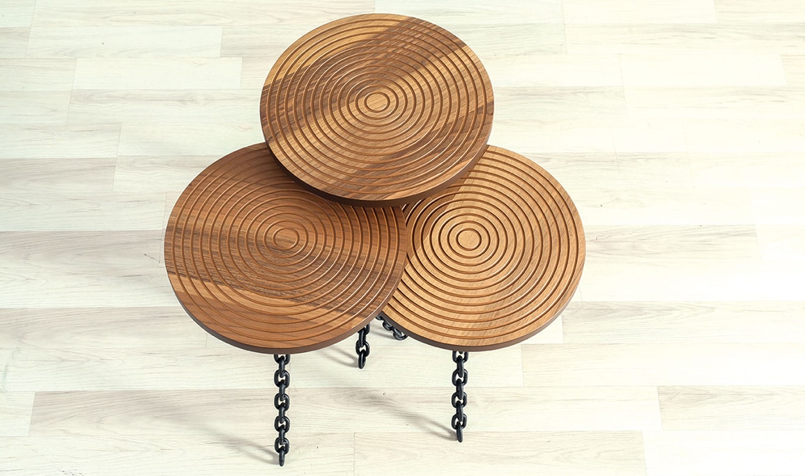 Zincir Walnut Zigon Sehpa