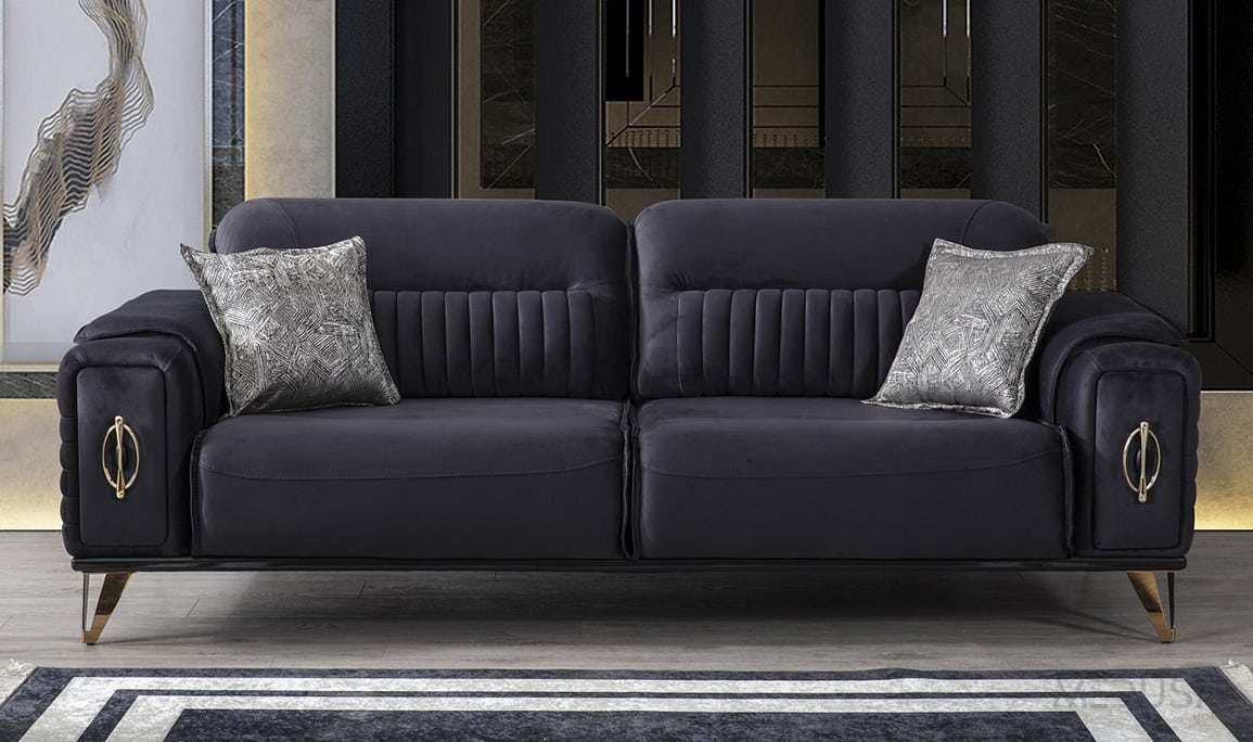 Elegance Luxury Antrasit Üçlü Koltuk