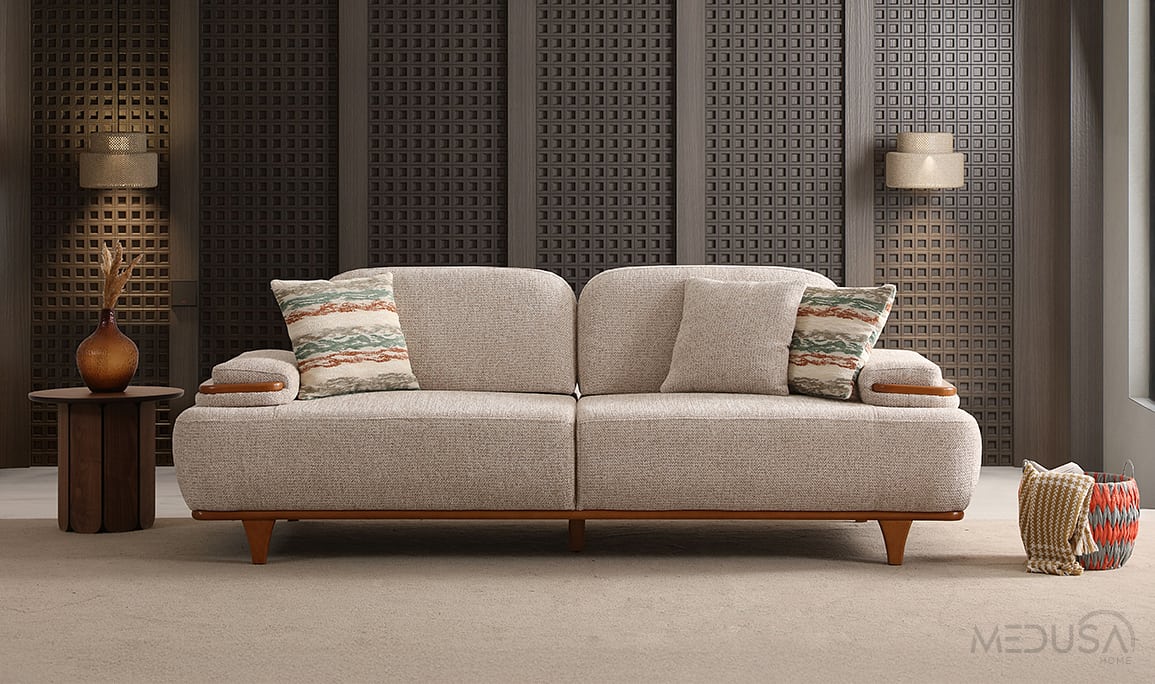 Gucci Krem Üçlü Koltuk