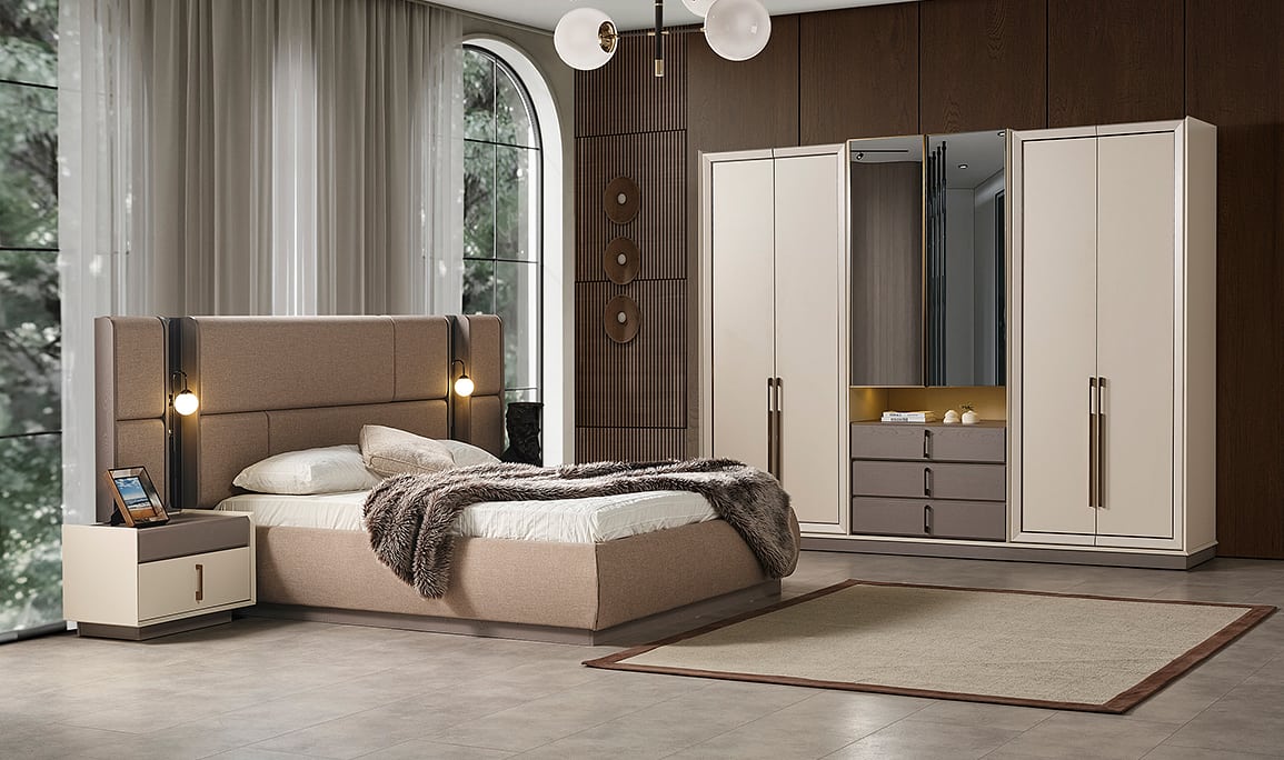 Heritage Krem & Gri Yatak Odası