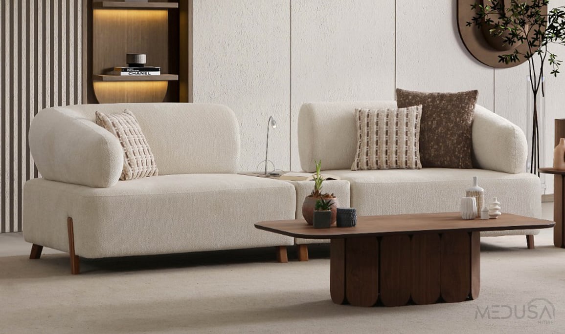 İlyora Wood Yataklı ve Sehpalı Üçlü Koltuk