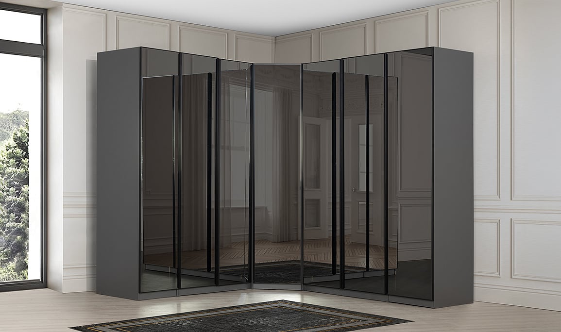 Infinity Black Köşe Gardırop