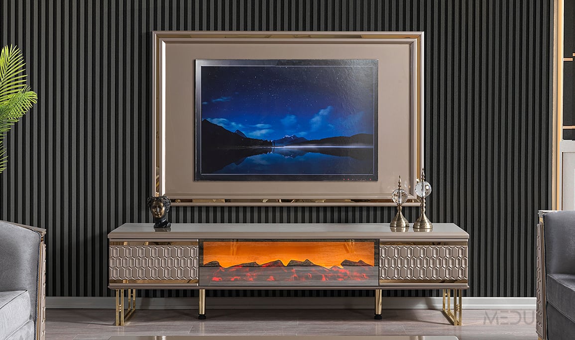 Milan Luxury Şömineli Tv Ünitesi