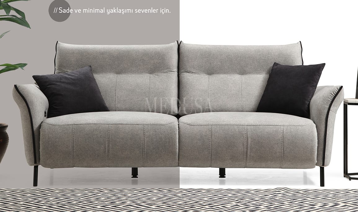 Mozart Yataklı Üçlü Koltuk Taş