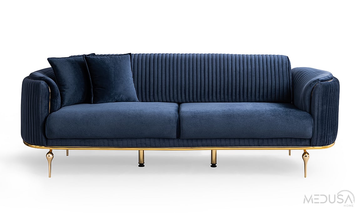 Prestij Luxury Lacivert Üçlü Koltuk