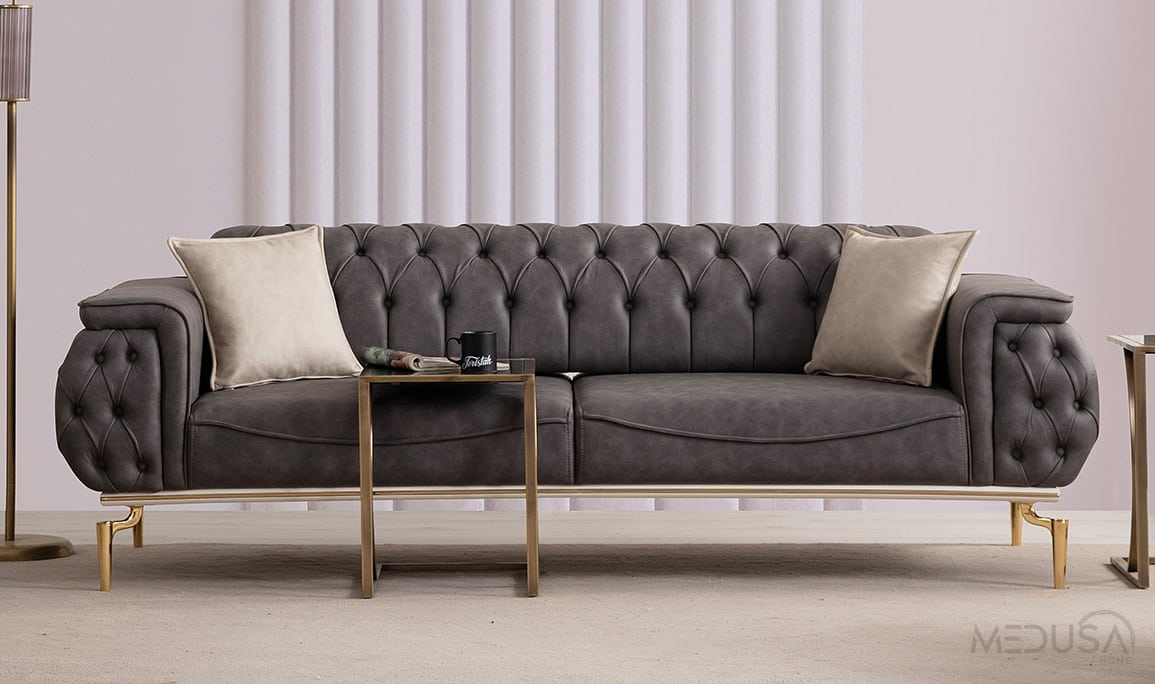 Silea Luxury Antrasit Üçlü Koltuk