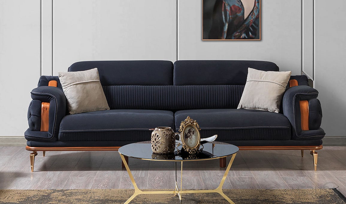 Star Luxury Lacivert Üçlü Koltuk