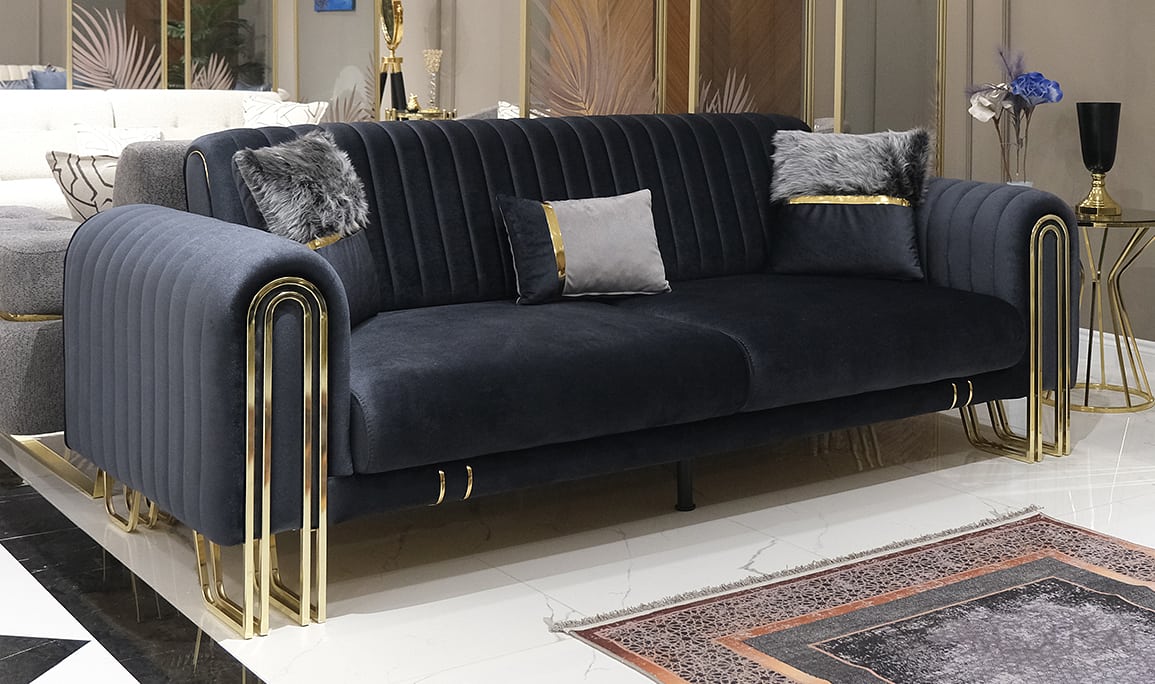 Stil Luxury Antrasit Üçlü Koltuk